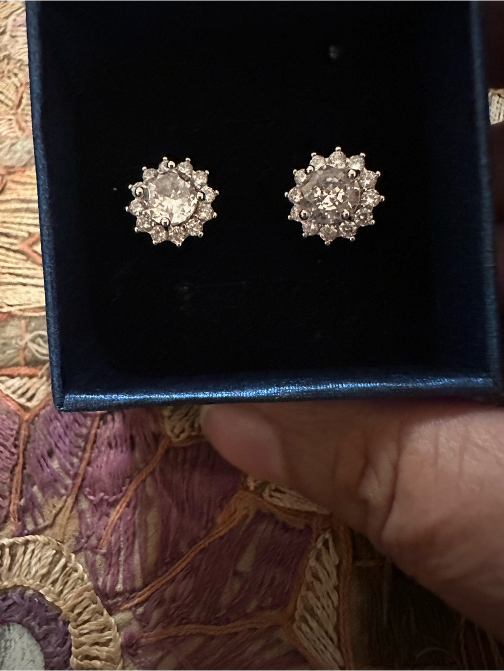 Sterling Silver White Cubic Zirconia Halo Stud Earrings